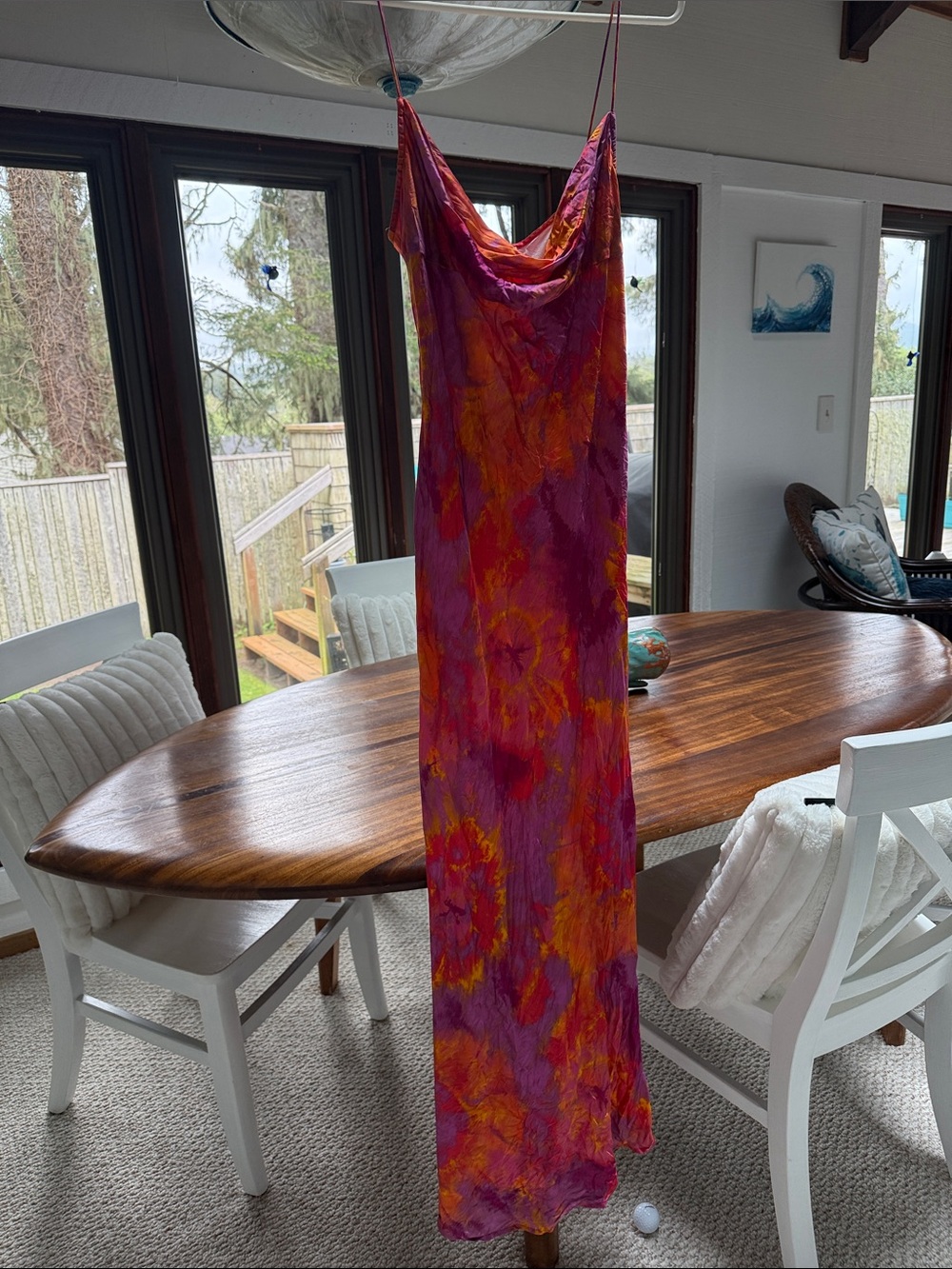 Ronny Kobo Collection Fuchsia & Orange Slip Maxi Dress